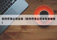 软件开发公司名称（软件开发公司名称有哪些）